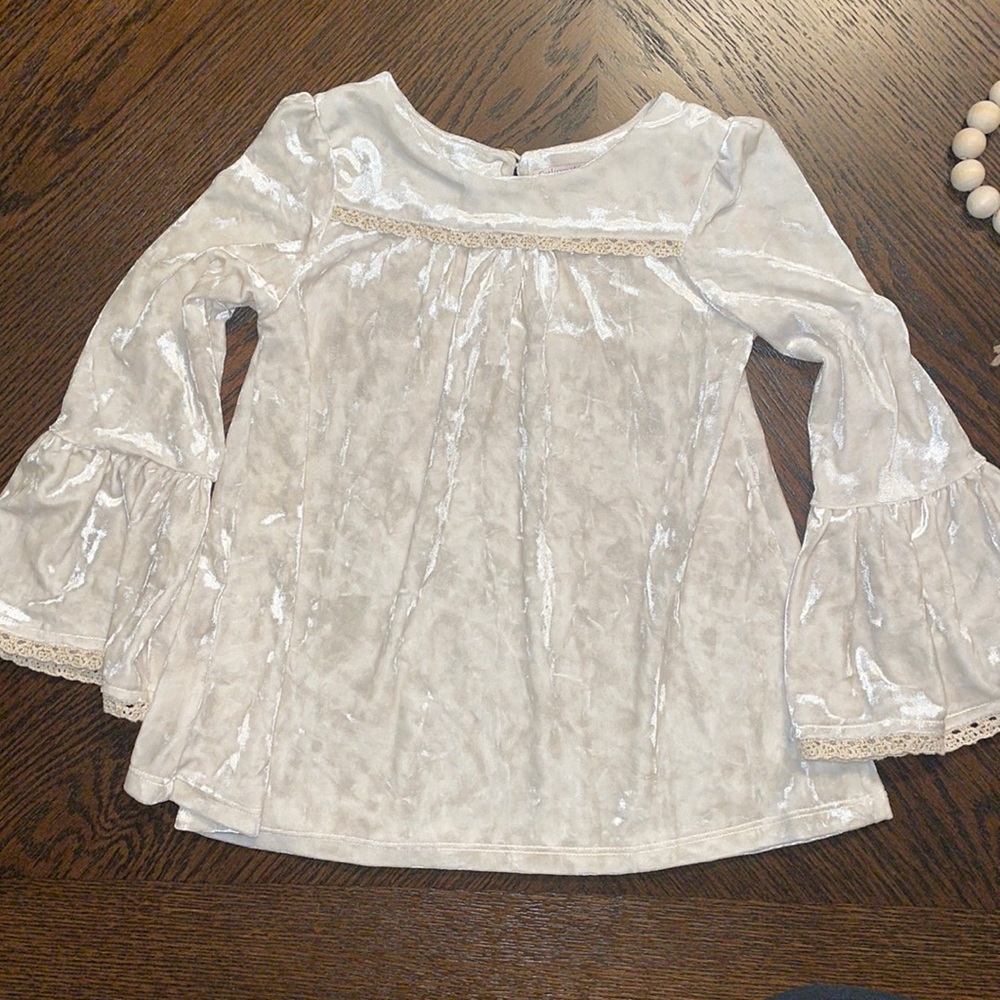 Girls Catherine Malandrino Cream Color Top Sz 4T Long Sleeve
